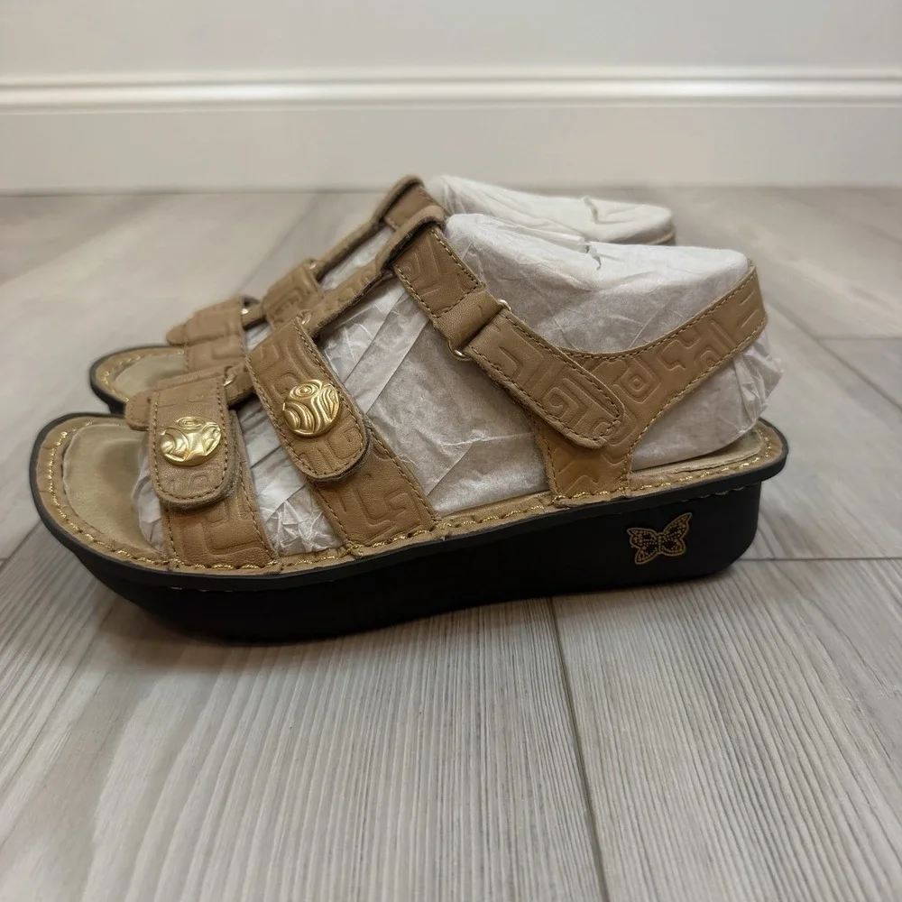 NEW Alegria Kleo Basically Amazing Tan Leather Wedge Sandals KLE-876 Womens 36 6